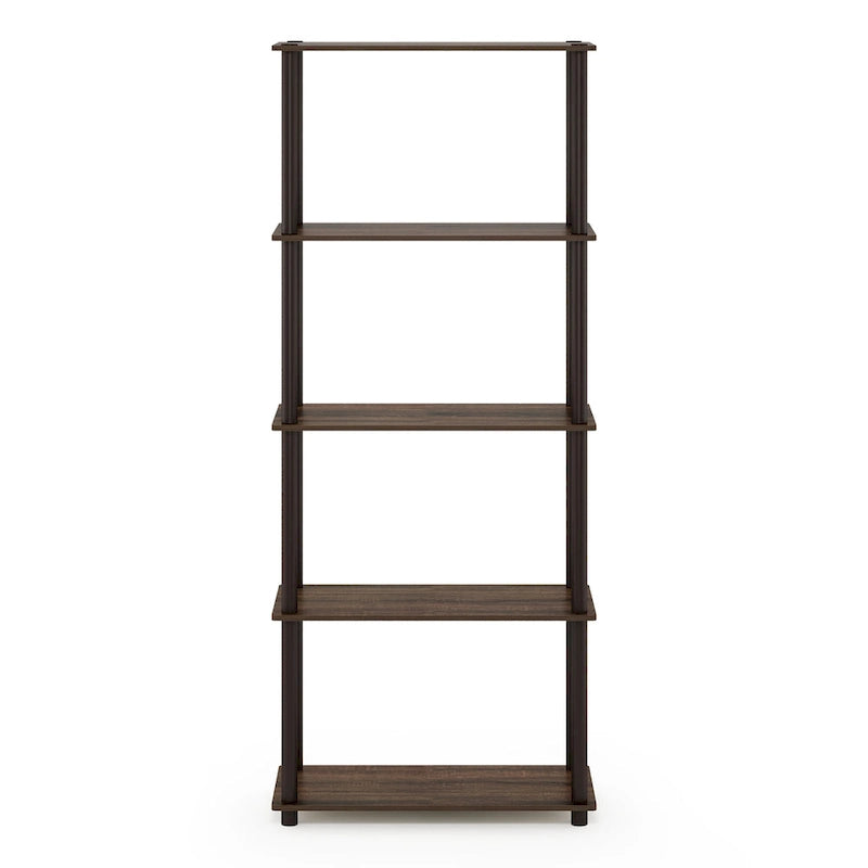 Libreria a 5 ripiani, vari colori, montaggio a 1 persona — Tubo di plastica e MDF