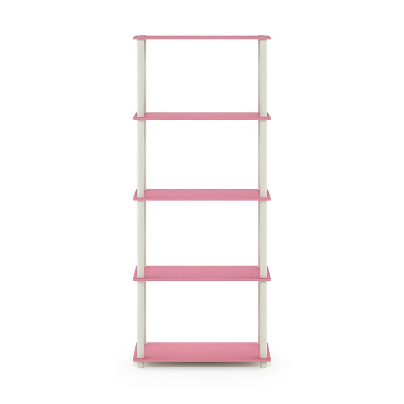 Libreria a 5 ripiani, vari colori, montaggio a 1 persona — Tubo di plastica e MDF