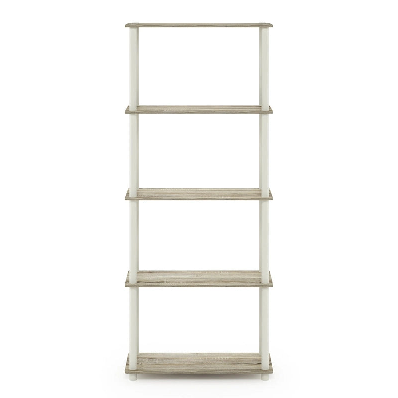 Libreria a 5 ripiani, vari colori, montaggio a 1 persona — Tubo di plastica e MDF