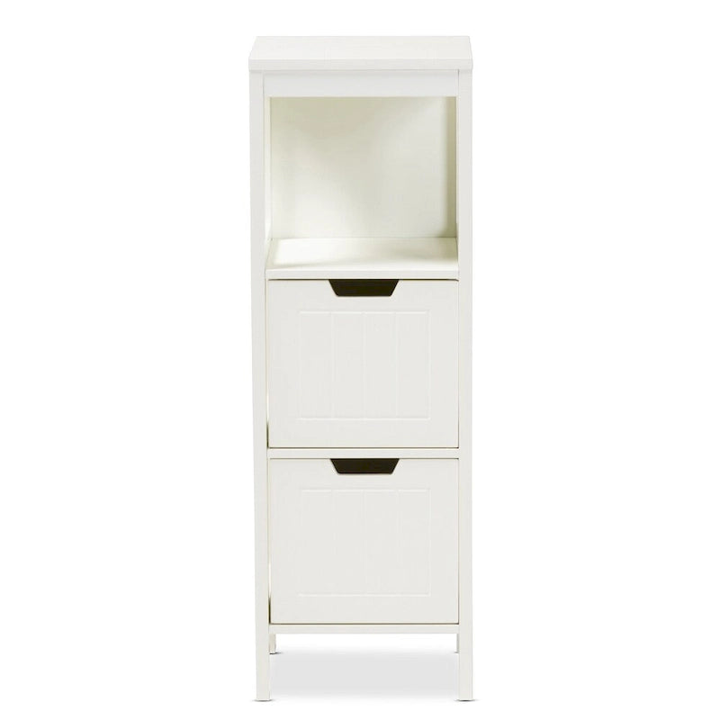 Mobiletto contenitore bianco con 2 cassetti, stile rustico, per 1 persona
