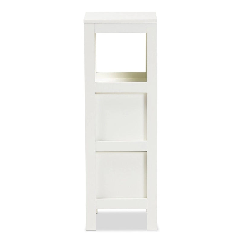 Mobiletto contenitore bianco con 2 cassetti, stile rustico, per 1 persona