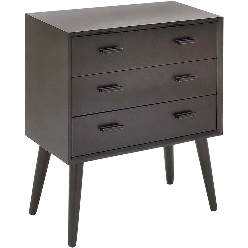 Cassettiera Nera Moderna Mid-Century a 3 Cassetti