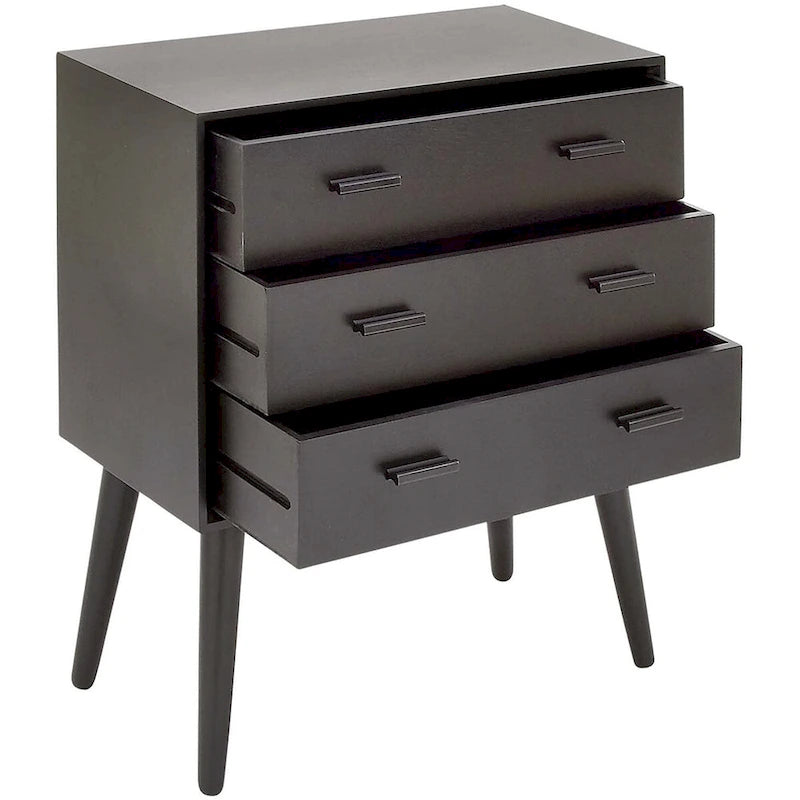 Cassettiera Nera Moderna Mid-Century a 3 Cassetti