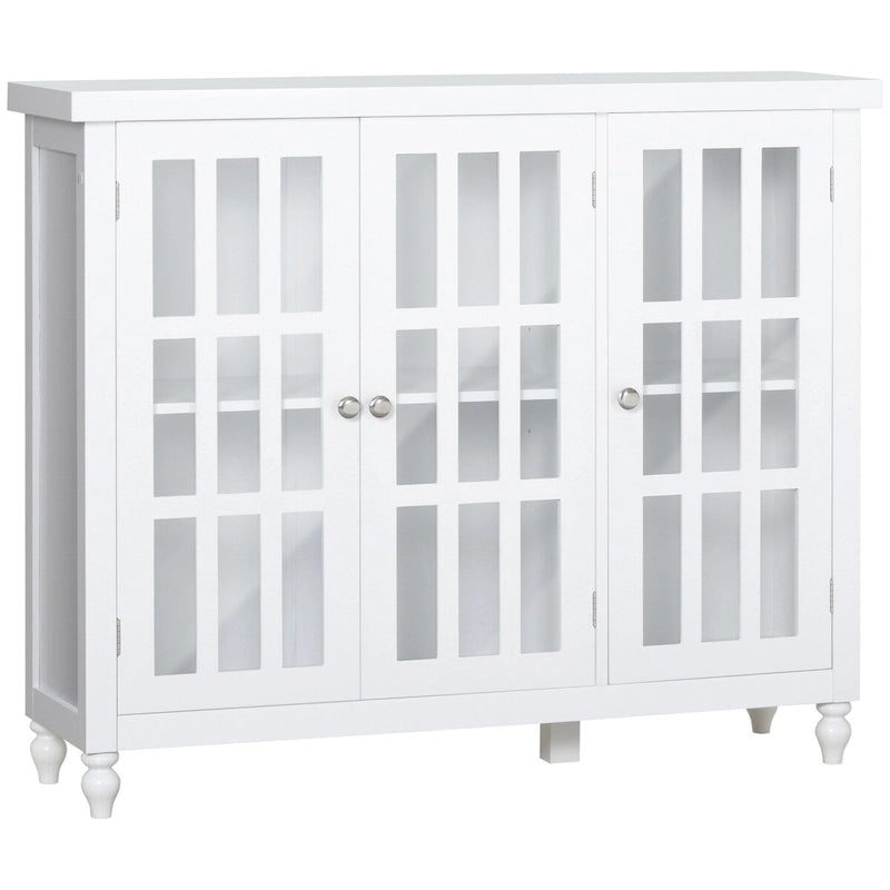 Armadietto da stoccaggio alto 175 cm, bianco/marrone, stile moderno, ante a chiusura ammortizzata, 3 ripiani regolabili, montaggio a 1 persona