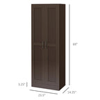 Armadietto da stoccaggio alto 175 cm, bianco/marrone, stile moderno, ante a chiusura ammortizzata, 3 ripiani regolabili, montaggio a 1 persona