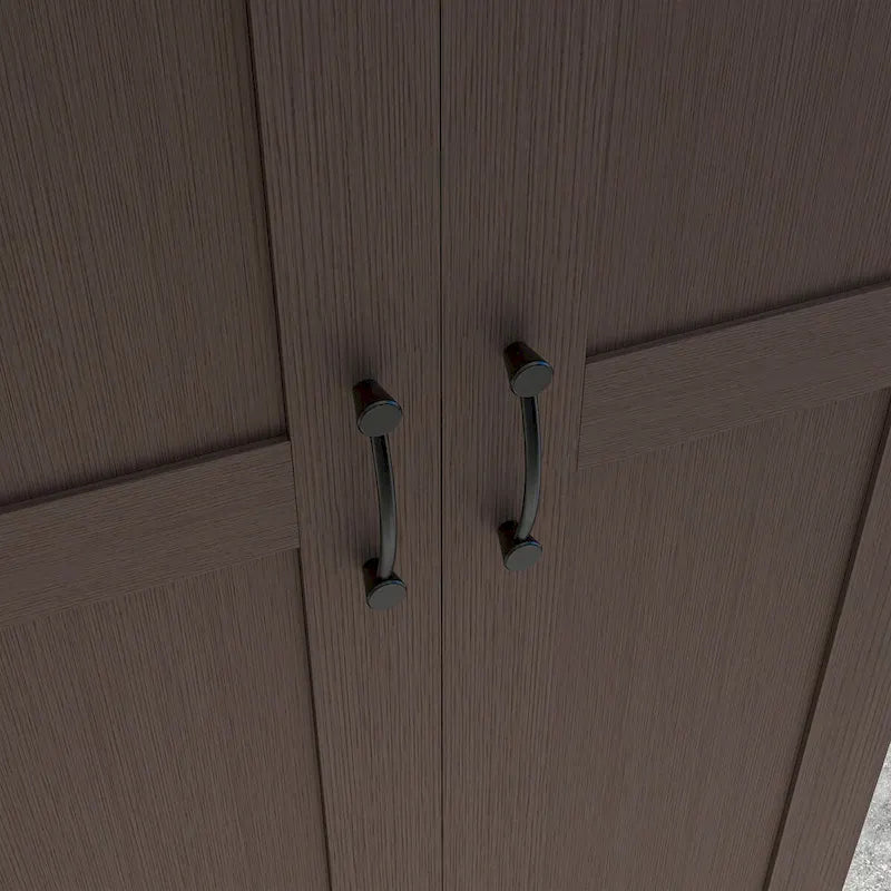 Armadietto da stoccaggio alto 175 cm, bianco/marrone, stile moderno, ante a chiusura ammortizzata, 3 ripiani regolabili, montaggio a 1 persona