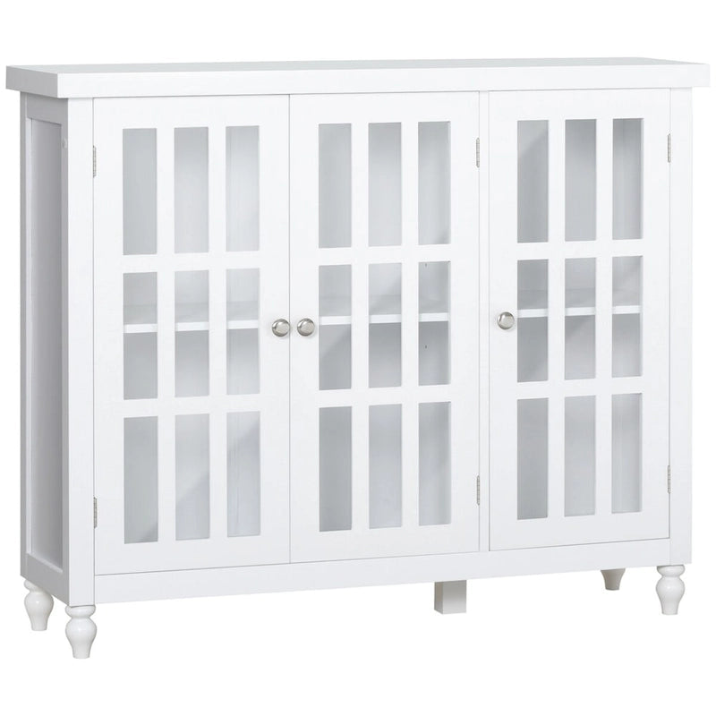 Armadietto da stoccaggio alto 175 cm, bianco/marrone, stile moderno, ante a chiusura ammortizzata, 3 ripiani regolabili, montaggio a 1 persona