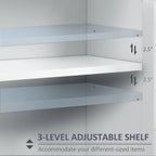 Armadietto da stoccaggio alto 175 cm, bianco/marrone, stile moderno, ante a chiusura ammortizzata, 3 ripiani regolabili, montaggio a 1 persona