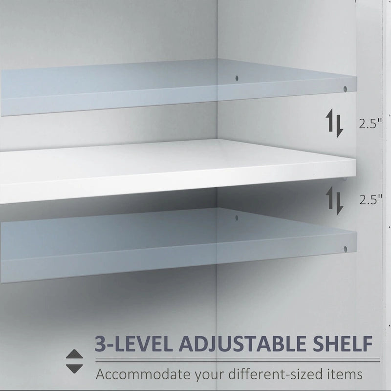 Armadietto da stoccaggio alto 175 cm, bianco/marrone, stile moderno, ante a chiusura ammortizzata, 3 ripiani regolabili, montaggio a 1 persona