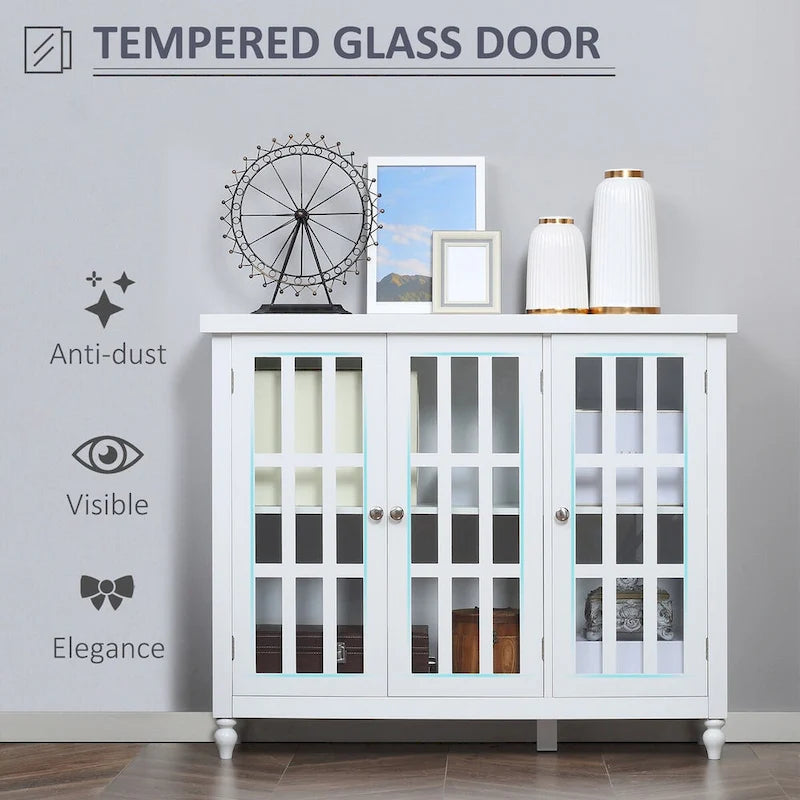 Armadietto da stoccaggio alto 175 cm, bianco/marrone, stile moderno, ante a chiusura ammortizzata, 3 ripiani regolabili, montaggio a 1 persona