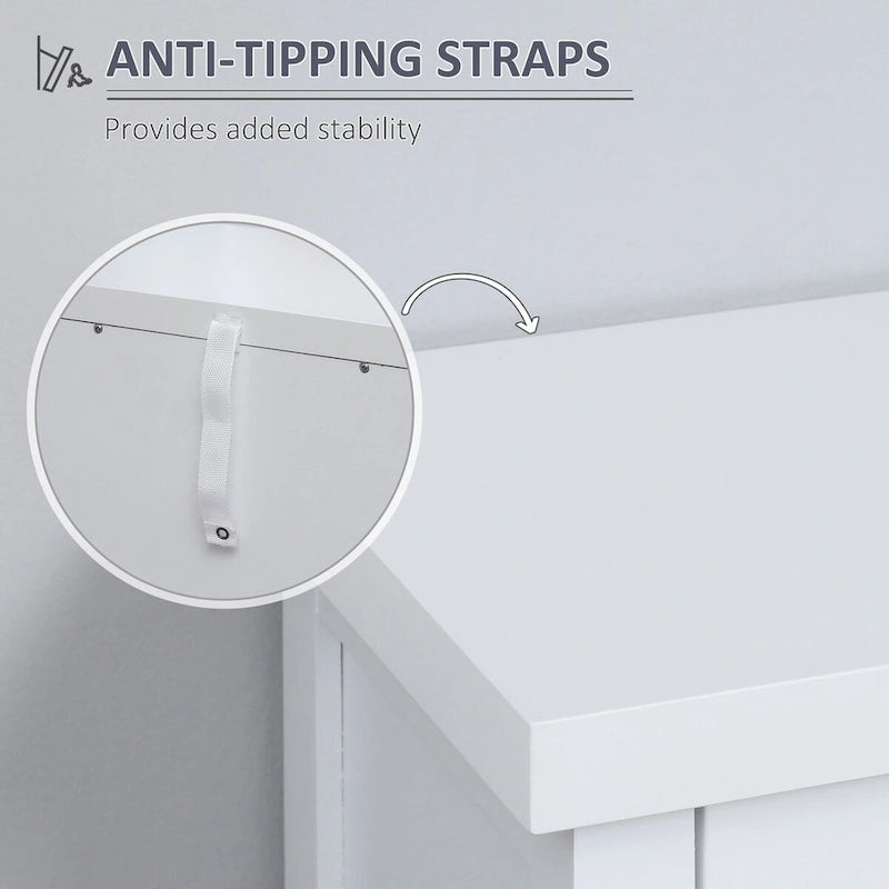 Armadietto da stoccaggio alto 175 cm, bianco/marrone, stile moderno, ante a chiusura ammortizzata, 3 ripiani regolabili, montaggio a 1 persona
