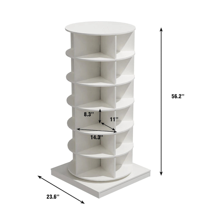 Scarpiera Girevole a 360° Bianca / Rosa / Grigio Chiaro, 6 Livelli, Contiene 24 Paia