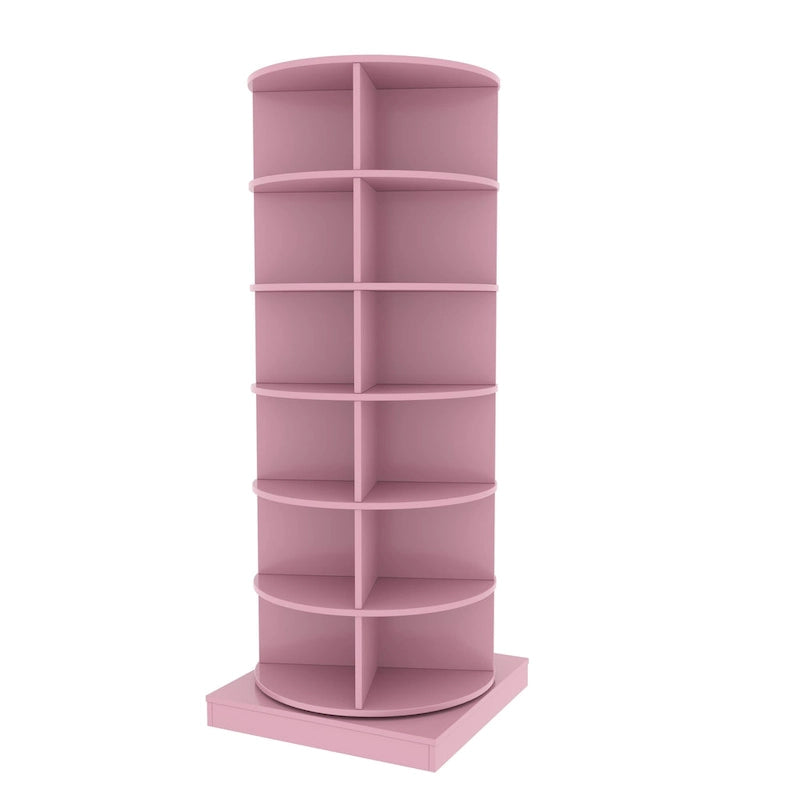 Scarpiera Girevole a 360° Bianca / Rosa / Grigio Chiaro, 6 Livelli, Contiene 24 Paia