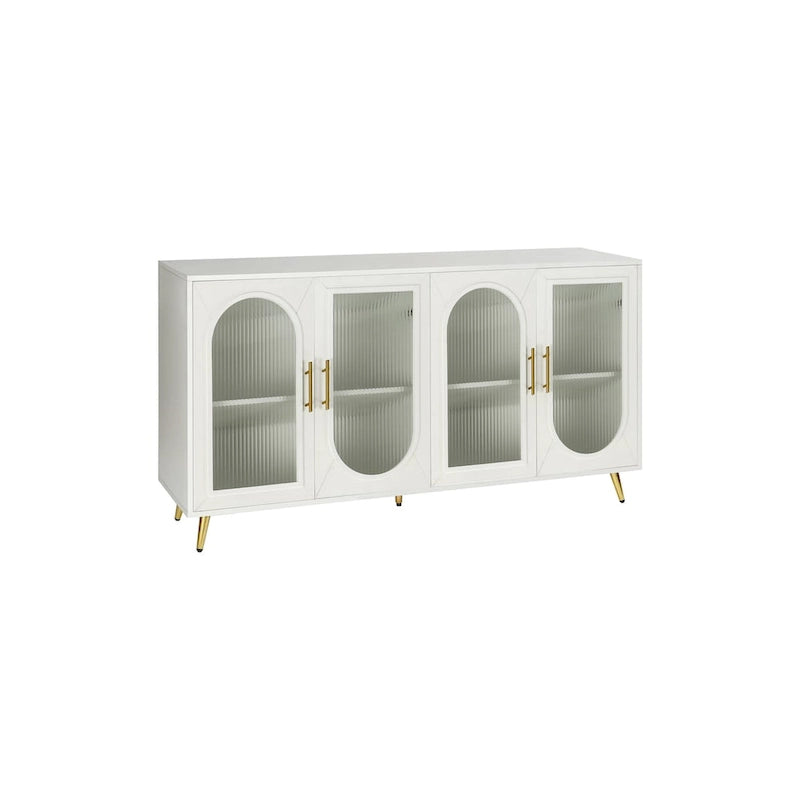 Mobile TV Oro / Blu / Bianco Antico con Anta in Vetro e Ripiani Regolabili – Adatto per TV da 65"+