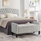 Panca contenitore trapuntata in velluto nero / grigio / beige / blu scuro, seduta singola