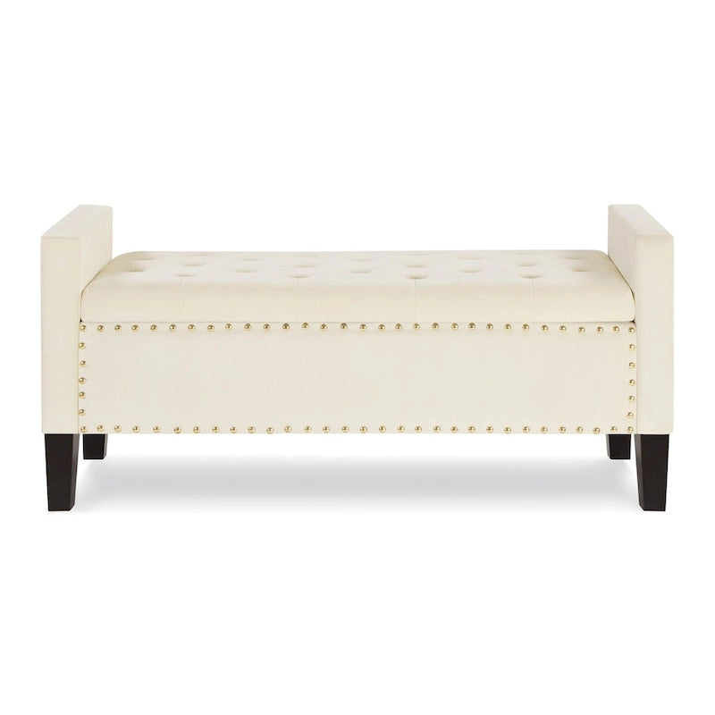 Panca contenitore trapuntata in velluto nero / grigio / beige / blu scuro, seduta singola