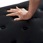 Panca contenitore trapuntata in velluto nero / grigio / beige / blu scuro, seduta singola