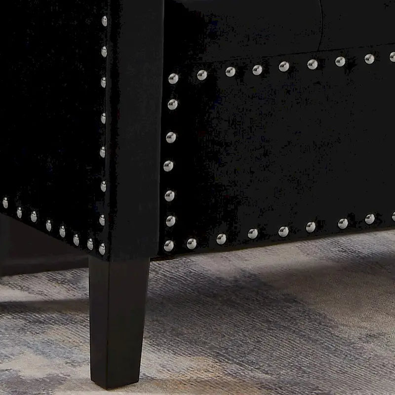 Panca contenitore trapuntata in velluto nero / grigio / beige / blu scuro, seduta singola