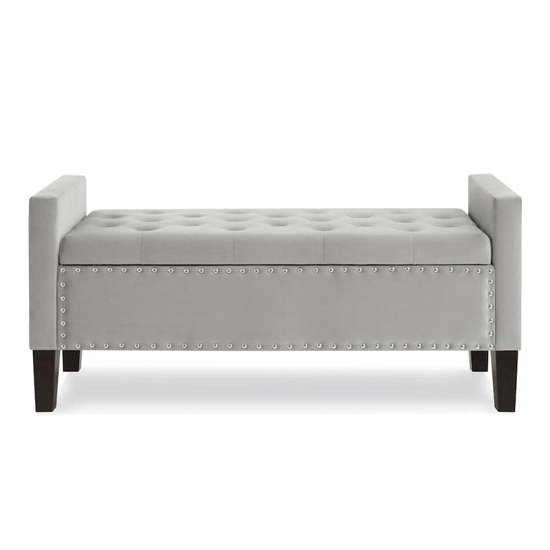 Panca contenitore trapuntata in velluto nero / grigio / beige / blu scuro, seduta singola