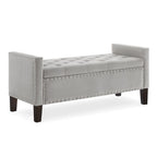 Panca contenitore trapuntata in velluto nero / grigio / beige / blu scuro, seduta singola