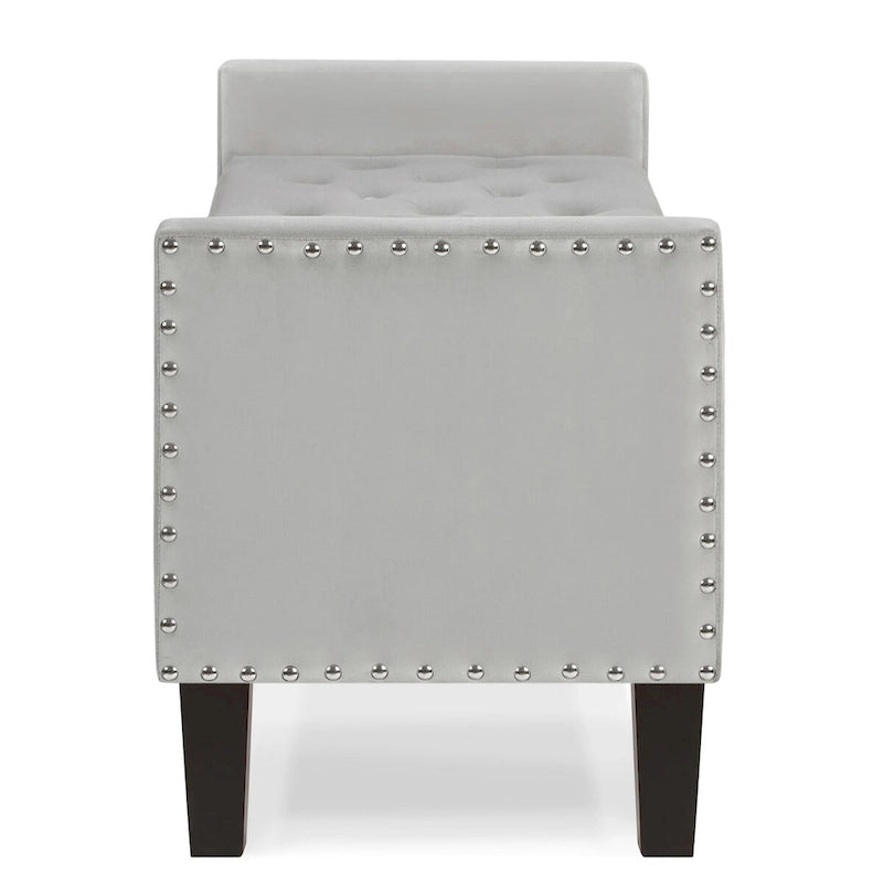 Panca contenitore trapuntata in velluto nero / grigio / beige / blu scuro, seduta singola