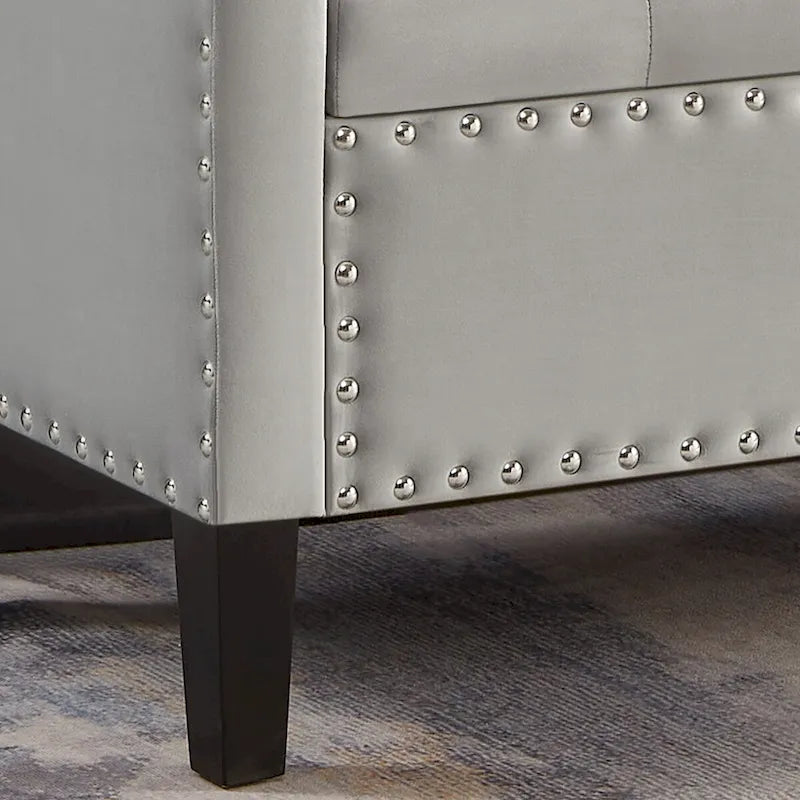 Panca contenitore trapuntata in velluto nero / grigio / beige / blu scuro, seduta singola