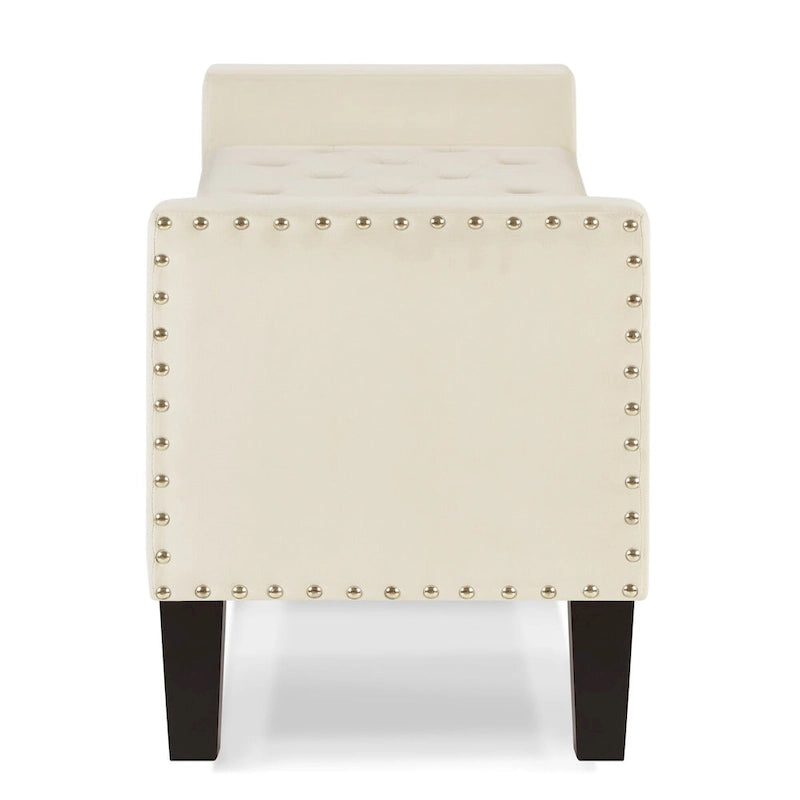 Panca contenitore trapuntata in velluto nero / grigio / beige / blu scuro, seduta singola
