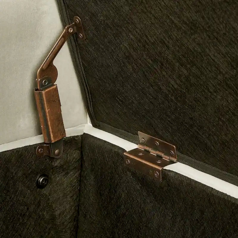 Panca contenitore trapuntata in velluto nero / grigio / beige / blu scuro, seduta singola