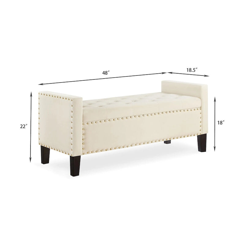 Panca contenitore trapuntata in velluto nero / grigio / beige / blu scuro, seduta singola