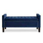 Panca contenitore trapuntata in velluto nero / grigio / beige / blu scuro, seduta singola