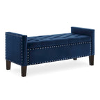 Panca contenitore trapuntata in velluto nero / grigio / beige / blu scuro, seduta singola