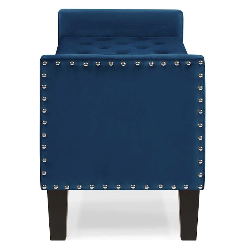 Panca contenitore trapuntata in velluto nero / grigio / beige / blu scuro, seduta singola