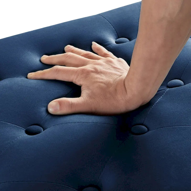 Panca contenitore trapuntata in velluto nero / grigio / beige / blu scuro, seduta singola