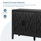 Credenza a 4 ante nera/blu navy/marrone, stile vintage, MDF + pino