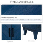 Credenza a 4 ante nera/blu navy/marrone, stile vintage, MDF + pino