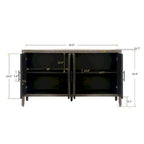 Credenza a 4 ante nera/blu navy/marrone, stile vintage, MDF + pino