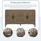 Credenza a 4 ante nera/blu navy/marrone, stile vintage, MDF + pino