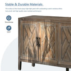 Credenza a 4 ante nera/blu navy/marrone, stile vintage, MDF + pino
