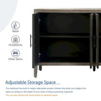 Credenza a 4 ante nera/blu navy/marrone, stile vintage, MDF + pino