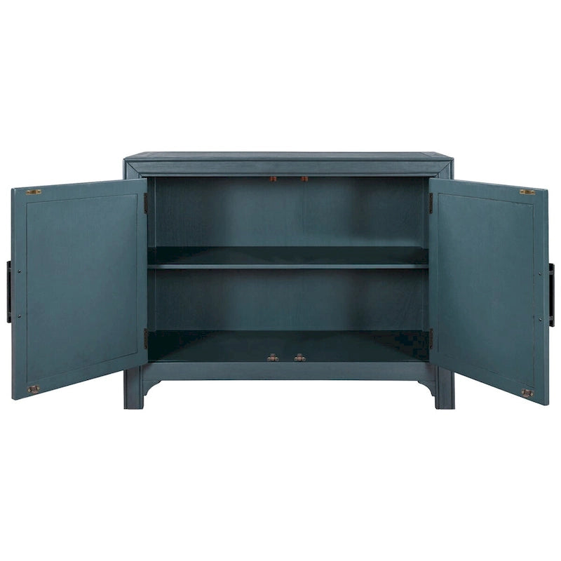 Madia 2 ante bianco/blu/grigio anticato con ripiano regolabile