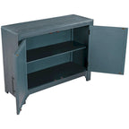 Madia 2 ante bianco/blu/grigio anticato con ripiano regolabile