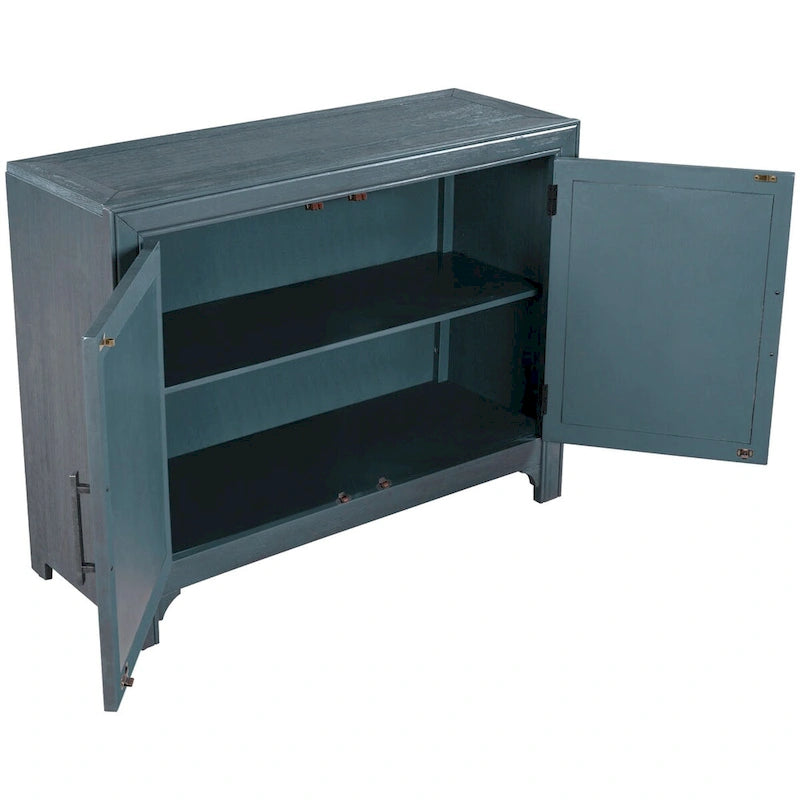 Madia 2 ante bianco/blu/grigio anticato con ripiano regolabile