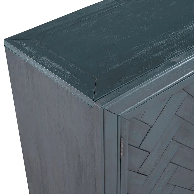 Madia 2 ante bianco/blu/grigio anticato con ripiano regolabile