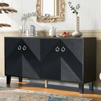 Mobile credenza nero/argento a 2 ante, 152 cm, motivo geometrico