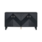 Mobile credenza nero/argento a 2 ante, 152 cm, motivo geometrico