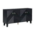 Mobile credenza nero/argento a 2 ante, 152 cm, motivo geometrico