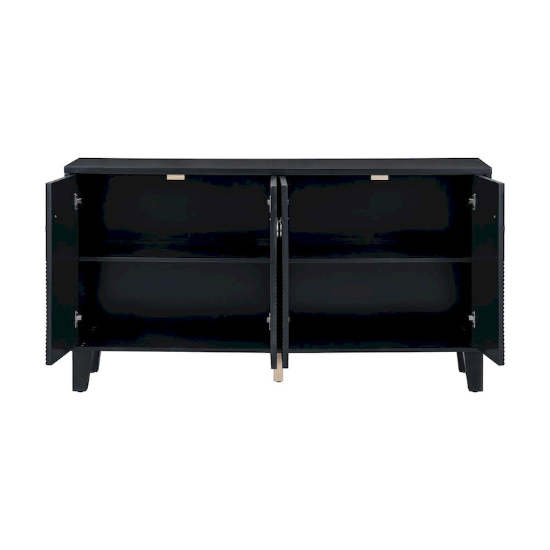 Mobile credenza nero/argento a 2 ante, 152 cm, motivo geometrico