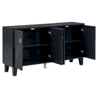 Mobile credenza nero/argento a 2 ante, 152 cm, motivo geometrico