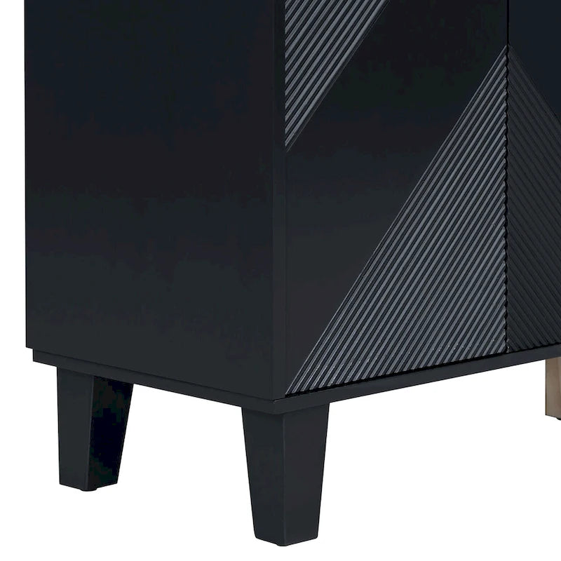 Mobile credenza nero/argento a 2 ante, 152 cm, motivo geometrico