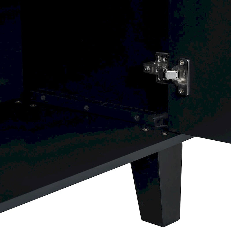 Mobile credenza nero/argento a 2 ante, 152 cm, motivo geometrico